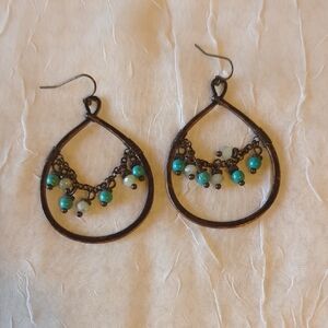 Elegant Teardrop Earrings with Turquoise Accents